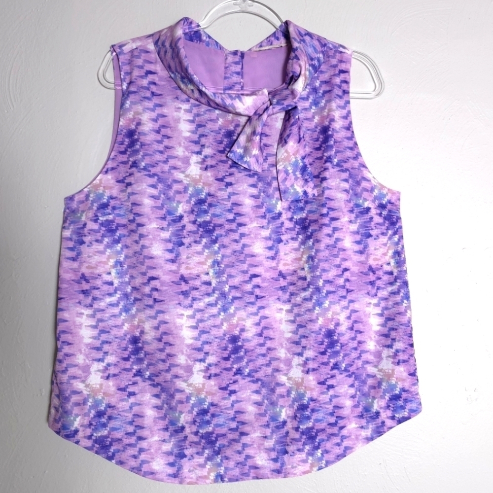 Soft Surroundings Adrie Top Purple Orchid Soft TieCollar Size Large